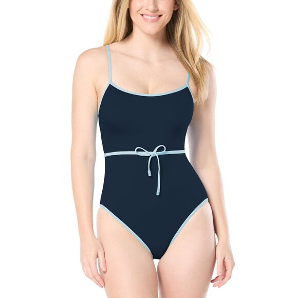 kate spade Other - NWT Kate Spade Womens Belted Classic One-Piece Swimsuit Blazer Blue L